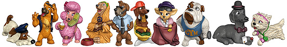 Alle Figuren des Kult-Eis Kinderüberraschung aus der Serie Großstadthunde in Kinderüberraschung online bestellen