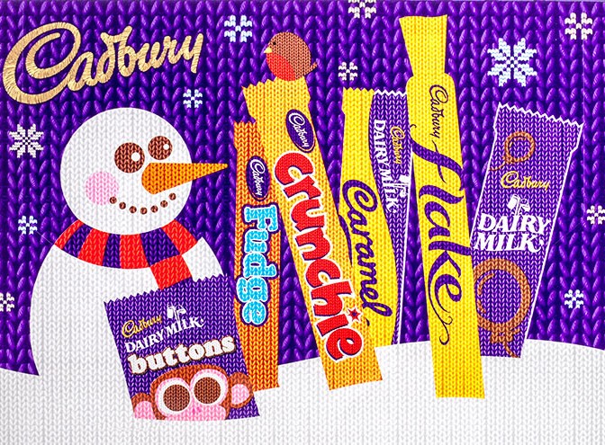 Cadbury Selection Box Santa Claus im Retro-Strickdesign image