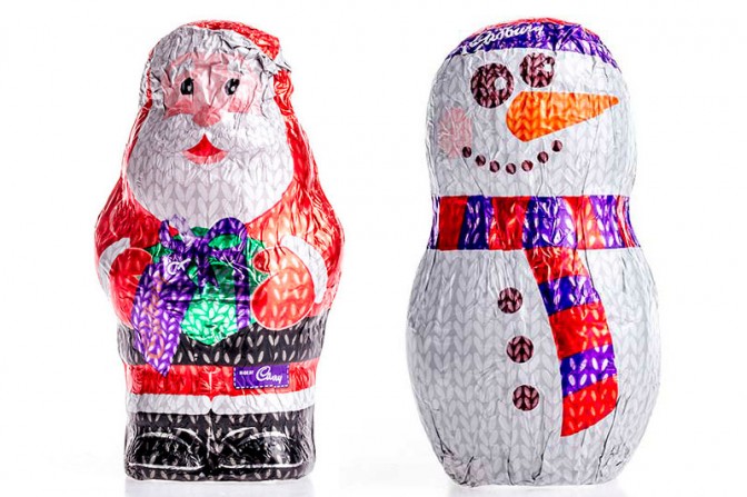 Cadbury Snowman und Santa Claus
