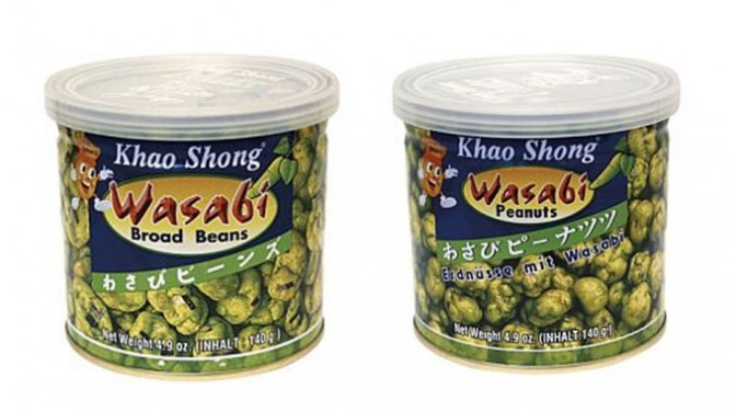 Wasabi-Snacks mit Erdnüssen und Bohnen