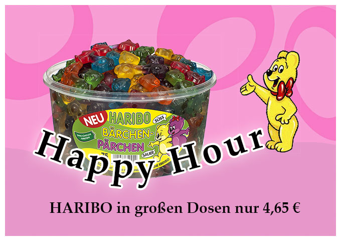 Zur Happy Hour Haribo in großen Dosen nur 4,65 €