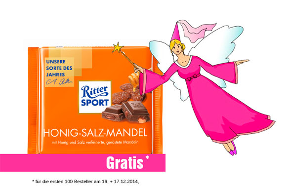 Gratis für Sie: Ritter Sport Honig-Salz-Mandel