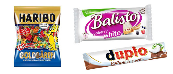 Süßes nur für kurze Zeit: Haribo Fan-Edition, Baliste Yoberry white und duplo Cocos