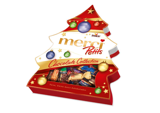 merci Petits in festlicher Weihnachtsbaum-Geschenkbox