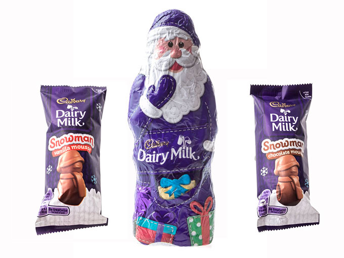 Cadbury Santa Claus und Snowman