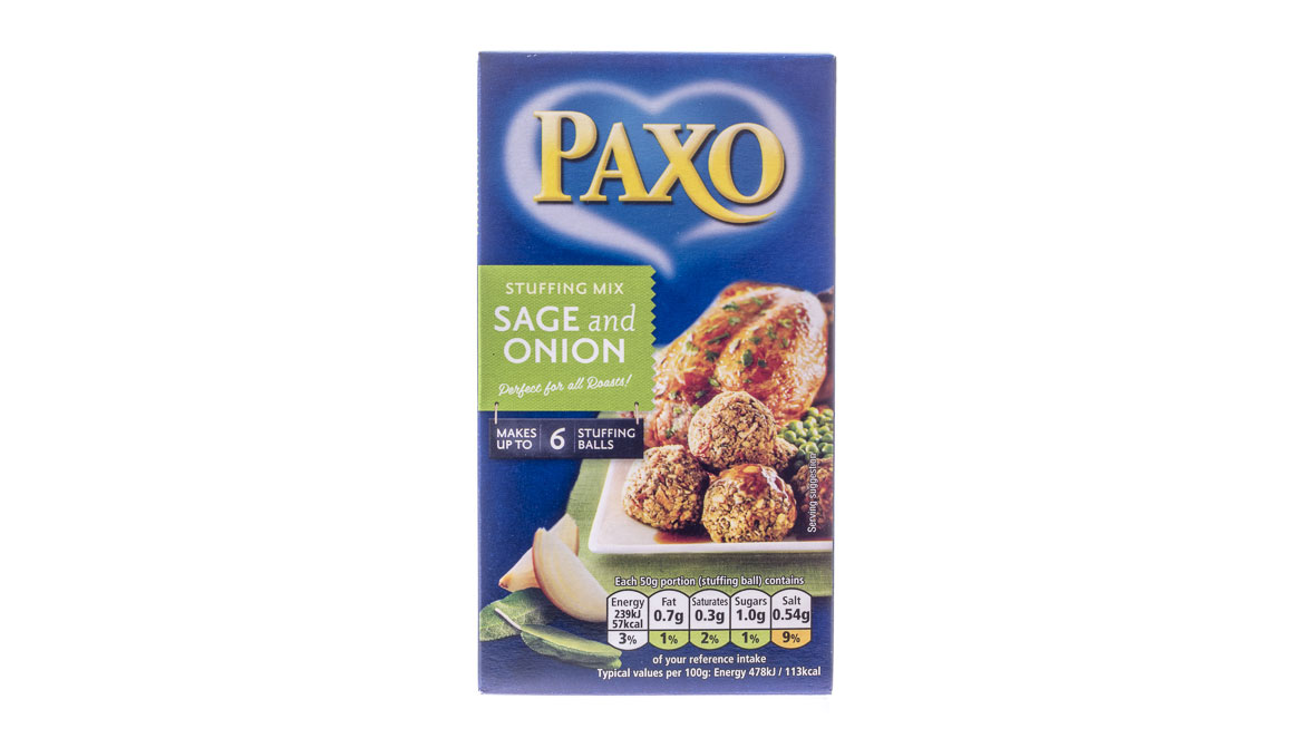 Sage and Onion Stuffing Mix von Paxo für Hackfleisch, Gänsebraten & Co