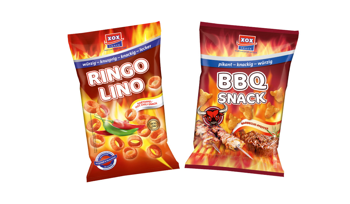 Neuer scharfer Knabberspaß von XOX: Ringolino und BBQ-Snack
