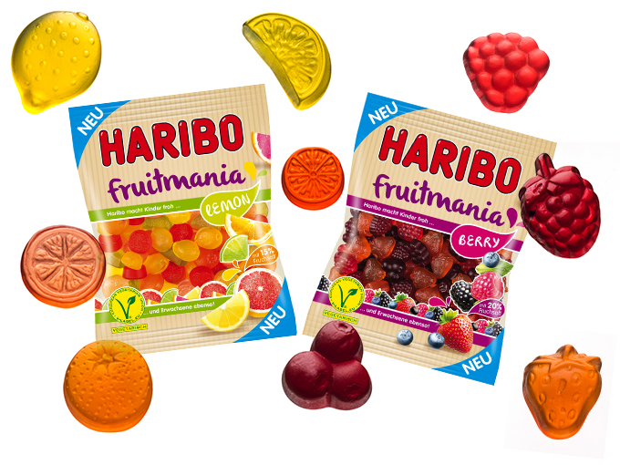 Neu: HARIBO Fruitmania. Fruchtig, beerig saftig und vegetarisch!