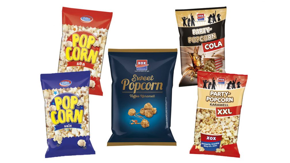 XOX Popcorn in 5 verschiedenen Geschmacksrichtungen