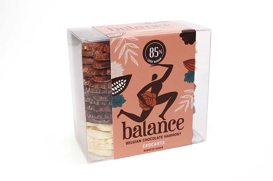 Balance Belgian Crocants, Köstliche Pralinen aus Weißer Schokolade, Milchschokolade und Zartbitterschokolade