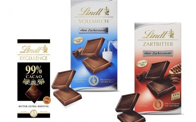 Lindt Schokolade ohne Zucker. 2 Neuheiten & 1 Klassiker